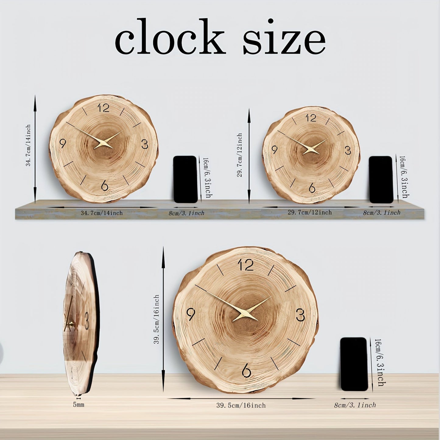 Horloge Murale Bois Silencieuse Design Naturel