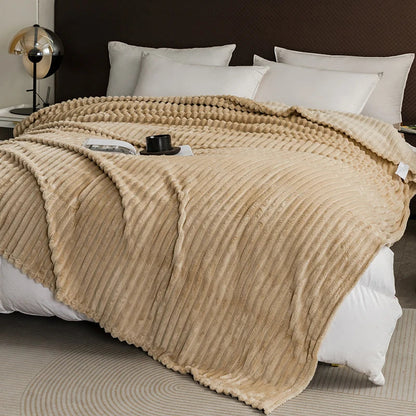 Plaid Polaire Rayé Doux et Chaud, Polyester