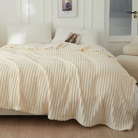 Plaid Polaire Rayé Doux et Chaud, Polyester