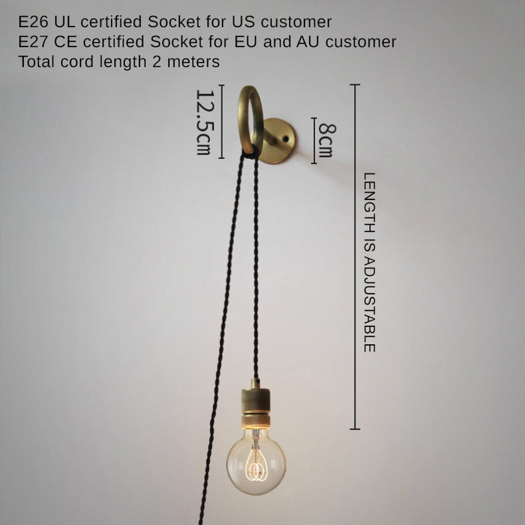 Applique Murale Laiton avec Cordon & Prise Circus Loop