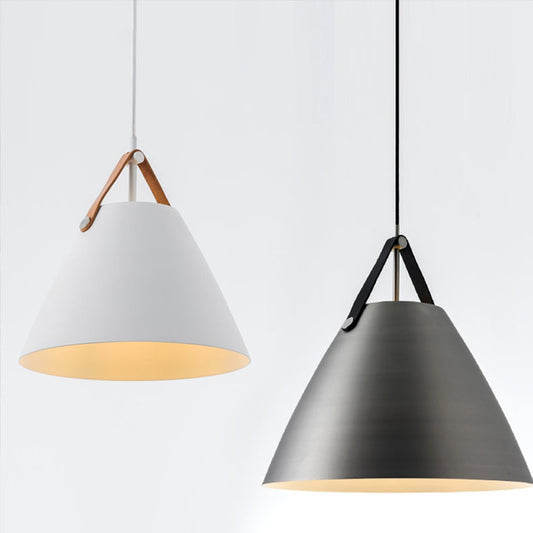 Suspension Minimaliste Métal & Cuir – Design Scandinave