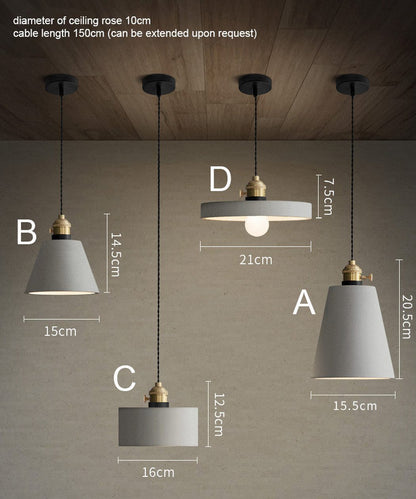 Suspension Béton Vasa avec Douille Laiton Design Brut