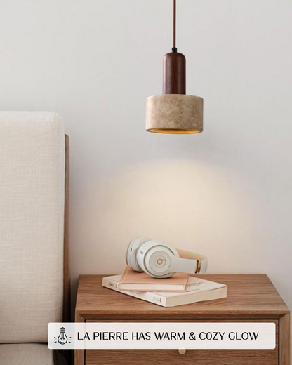 Suspension en Travertin Naturel, Design Minimaliste, E27