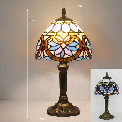 LumiArt - Lampe de Bureau Tiffany avec Verre Coloré et Col Ajustable