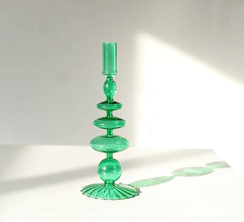 Bougeoirs en Verre Trampoline – Design Géométrique Coloré