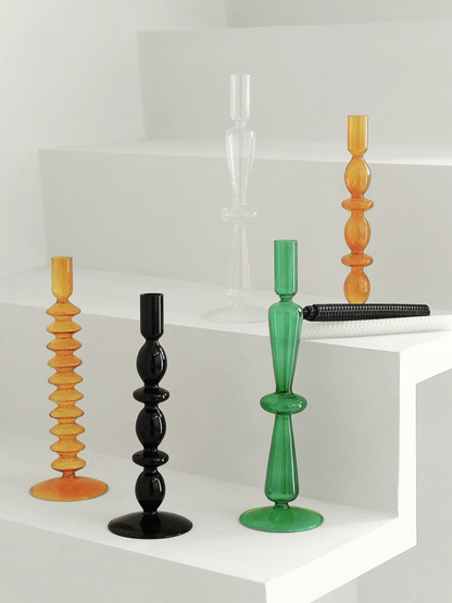 Bougeoirs en Verre Trampoline – Design Géométrique Coloré