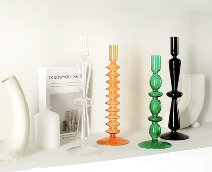 Bougeoirs en Verre Trampoline – Design Géométrique Coloré