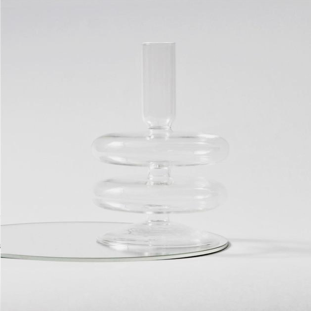 Bougeoirs en Verre Trampoline – Design Géométrique Coloré