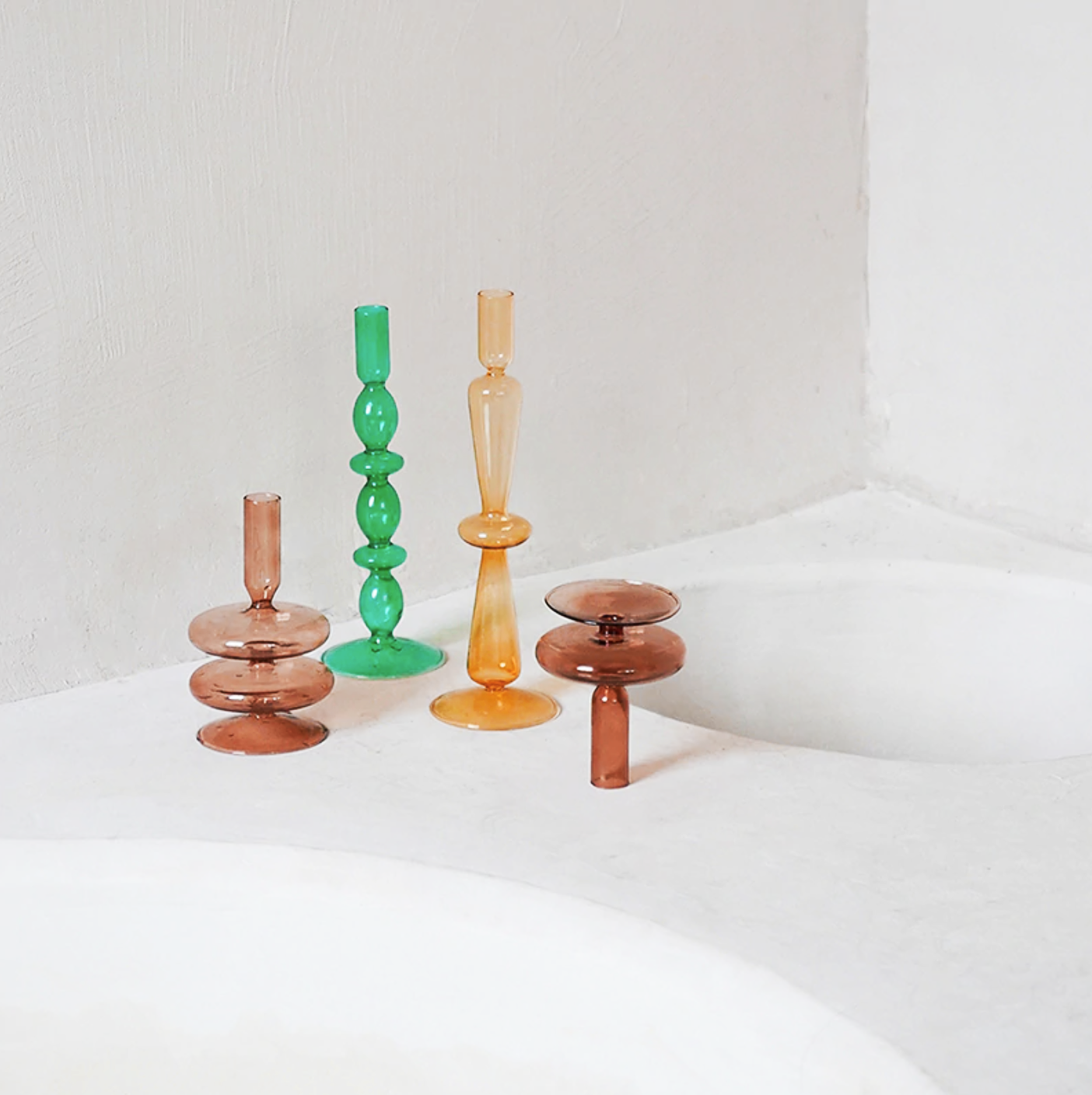 Bougeoirs en Verre Trampoline – Design Géométrique Coloré