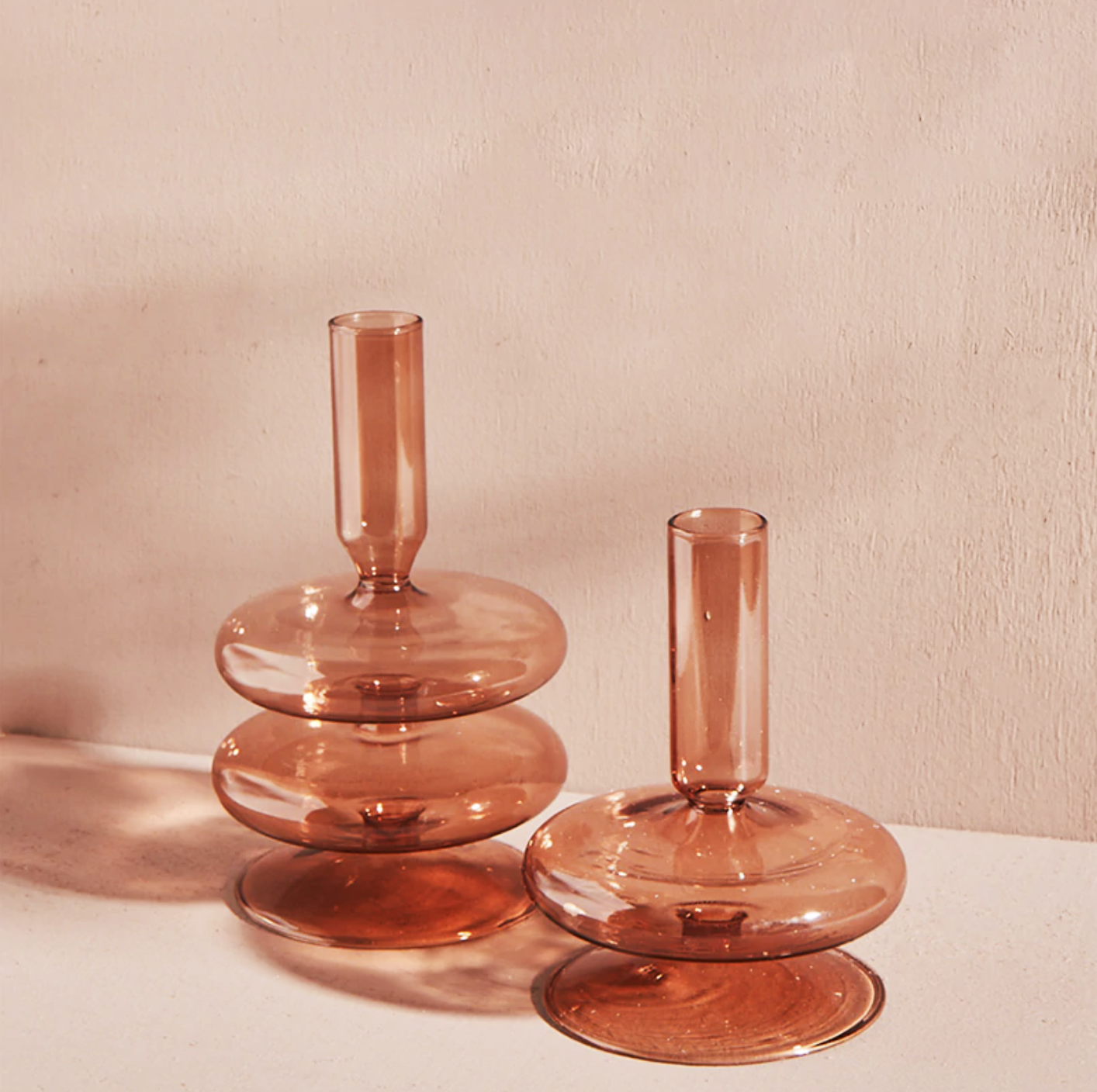 Bougeoirs en Verre Trampoline – Design Géométrique Coloré