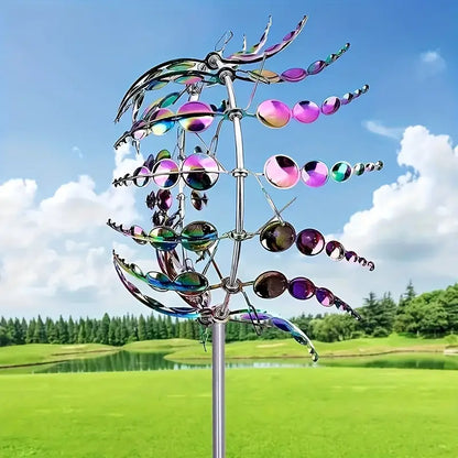 Girouette de Jardin Rotative Multicolore – Sculpture extérieure cinétique en métal