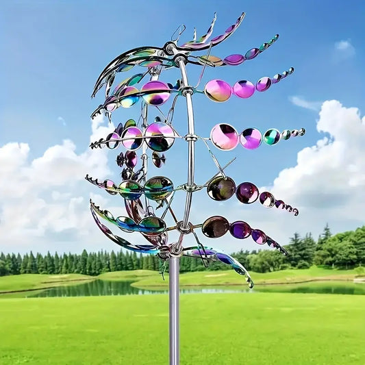 Girouette de Jardin Rotative Multicolore – Sculpture extérieure cinétique en métal