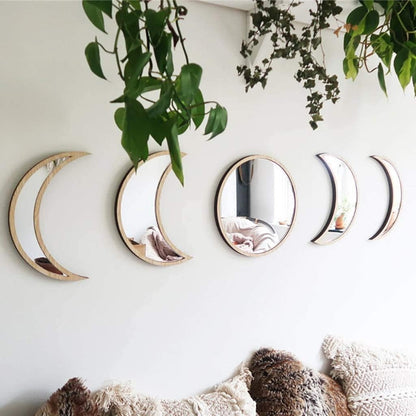 Miroirs Phases de Lune, Lot de 5, Style Bohème Chic