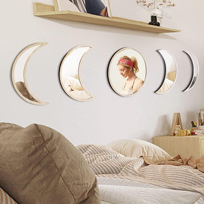 Miroirs Phases de Lune, Lot de 5, Style Bohème Chic