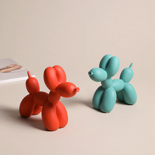 Sculpture Chien Ballon Coloré – Déco Résine Mate Artisanale