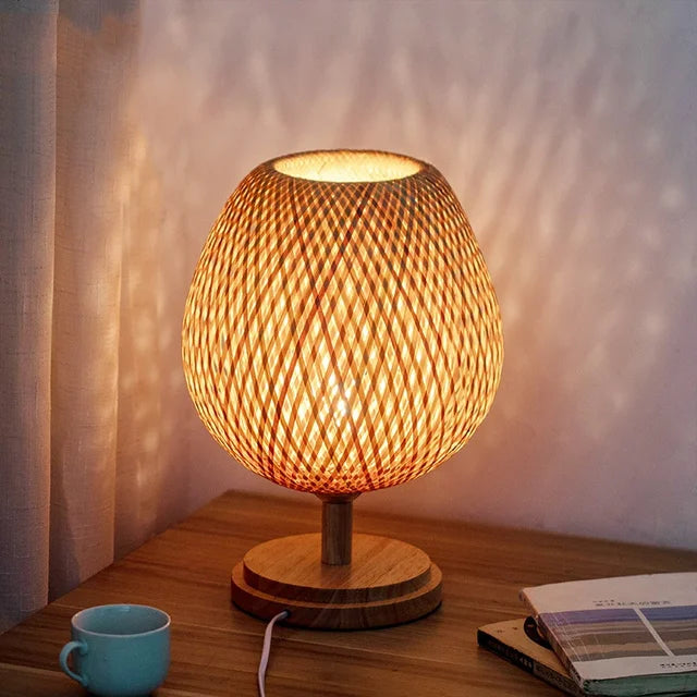 AntiqueBamboo – Lampe de Table Vintage en Bambou