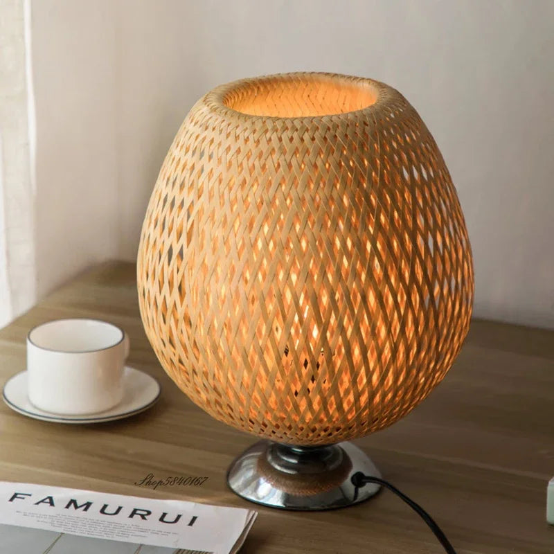 AntiqueBamboo – Lampe de Table Vintage en Bambou