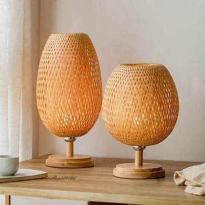 AntiqueBamboo – Lampe de Table Vintage en Bambou