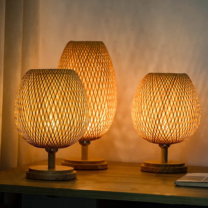 AntiqueBamboo – Lampe de Table Vintage en Bambou