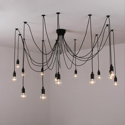 Suspension Moderne, Spider Design Réglable, 40–60W, Noir