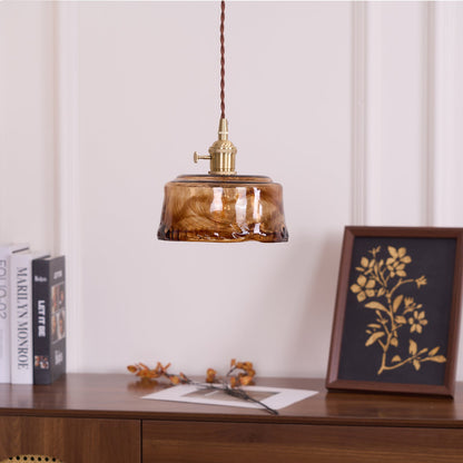 Suspension en Verre et Laiton – Élégance Vintage pour un Intérieur Raffiné