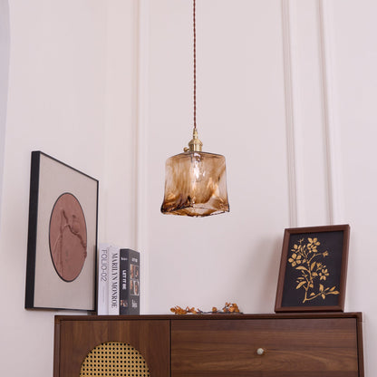Suspension en Verre et Laiton – Élégance Vintage pour un Intérieur Raffiné