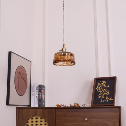 Suspension en Verre et Laiton – Élégance Vintage pour un Intérieur Raffiné