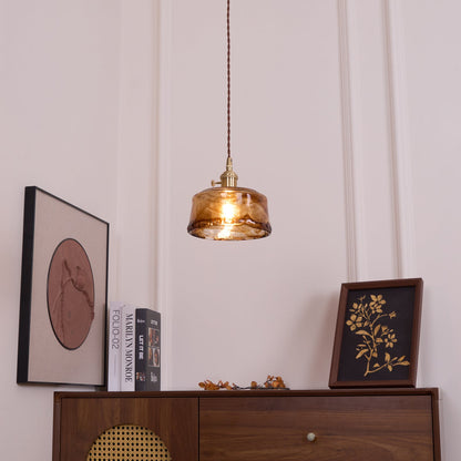 Suspension en Verre et Laiton – Élégance Vintage pour un Intérieur Raffiné