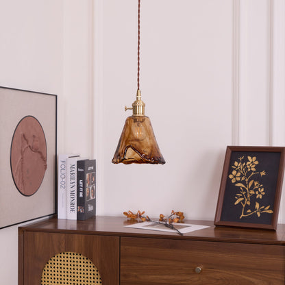 Suspension en Verre et Laiton – Élégance Vintage pour un Intérieur Raffiné