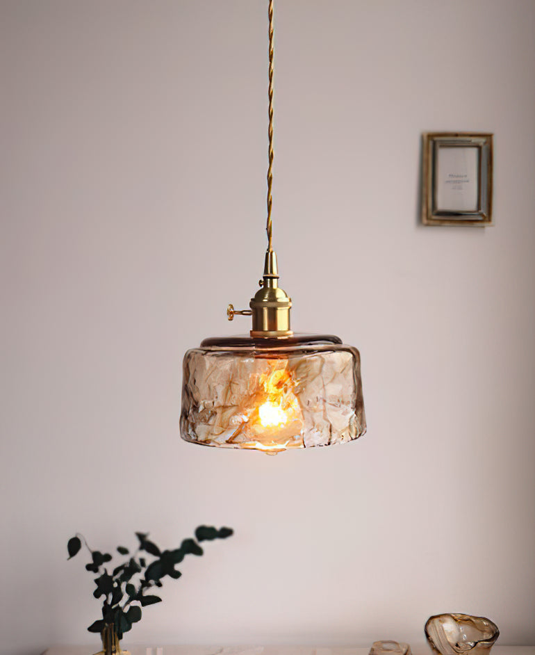 Suspension en Verre et Laiton – Élégance Vintage pour un Intérieur Raffiné