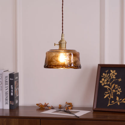 Suspension en Verre et Laiton – Élégance Vintage pour un Intérieur Raffiné