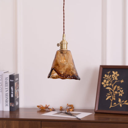 Suspension en Verre et Laiton – Élégance Vintage pour un Intérieur Raffiné