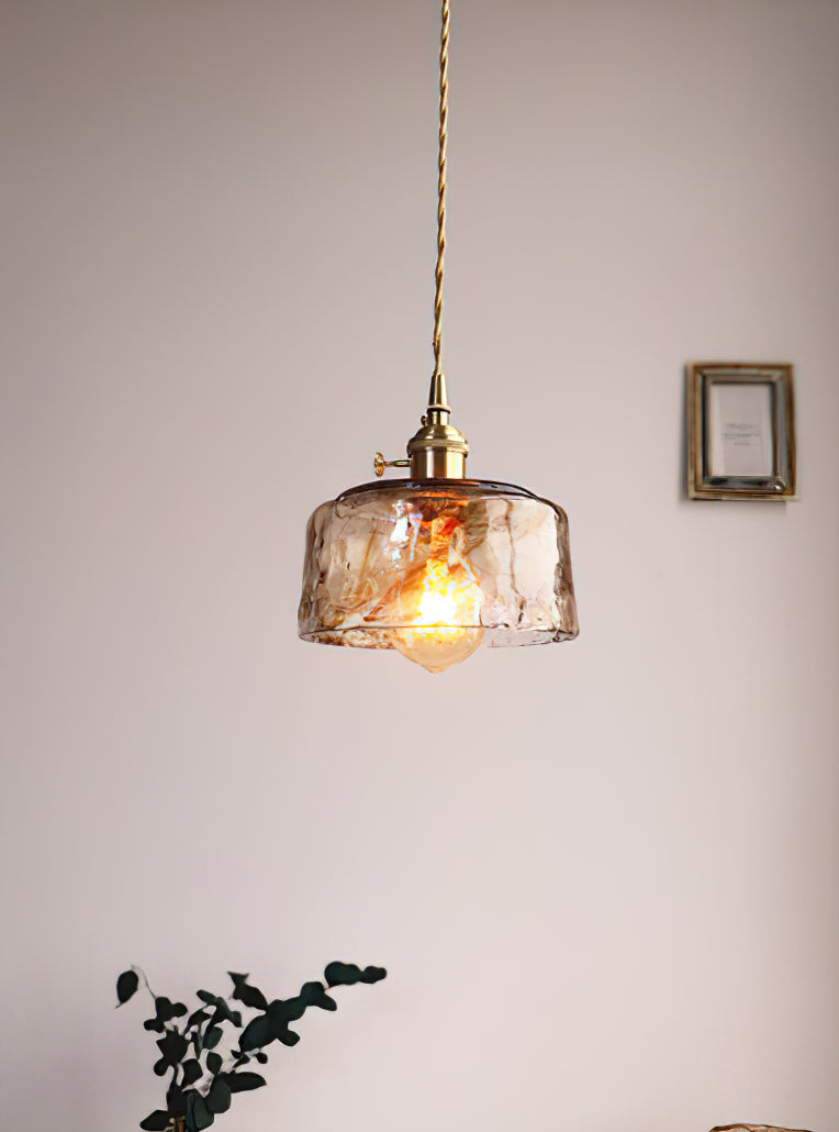 Suspension en Verre et Laiton – Élégance Vintage pour un Intérieur Raffiné