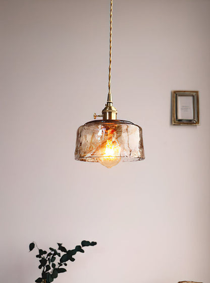 Suspension en Verre et Laiton – Élégance Vintage pour un Intérieur Raffiné