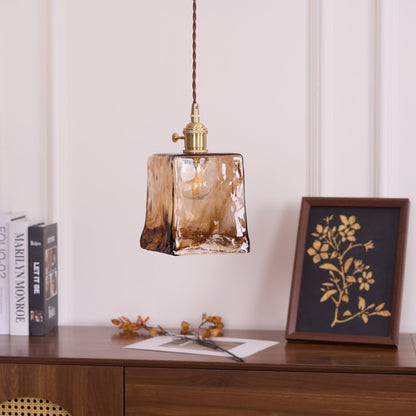 Suspension en Verre et Laiton – Élégance Vintage pour un Intérieur Raffiné