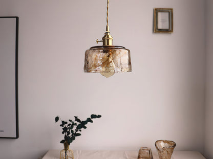 Suspension en Verre et Laiton – Élégance Vintage pour un Intérieur Raffiné