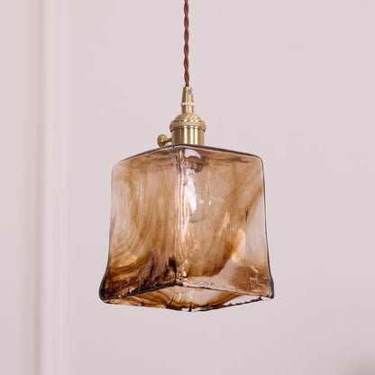 Suspension en Verre et Laiton – Élégance Vintage pour un Intérieur Raffiné