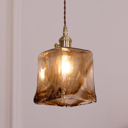 Suspension en Verre et Laiton – Élégance Vintage pour un Intérieur Raffiné