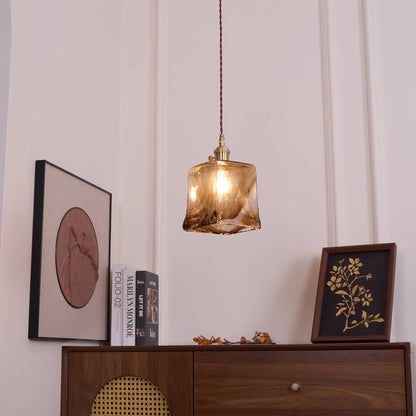 Suspension en Verre et Laiton – Élégance Vintage pour un Intérieur Raffiné