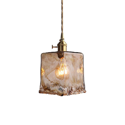 Suspension en Verre et Laiton – Élégance Vintage pour un Intérieur Raffiné