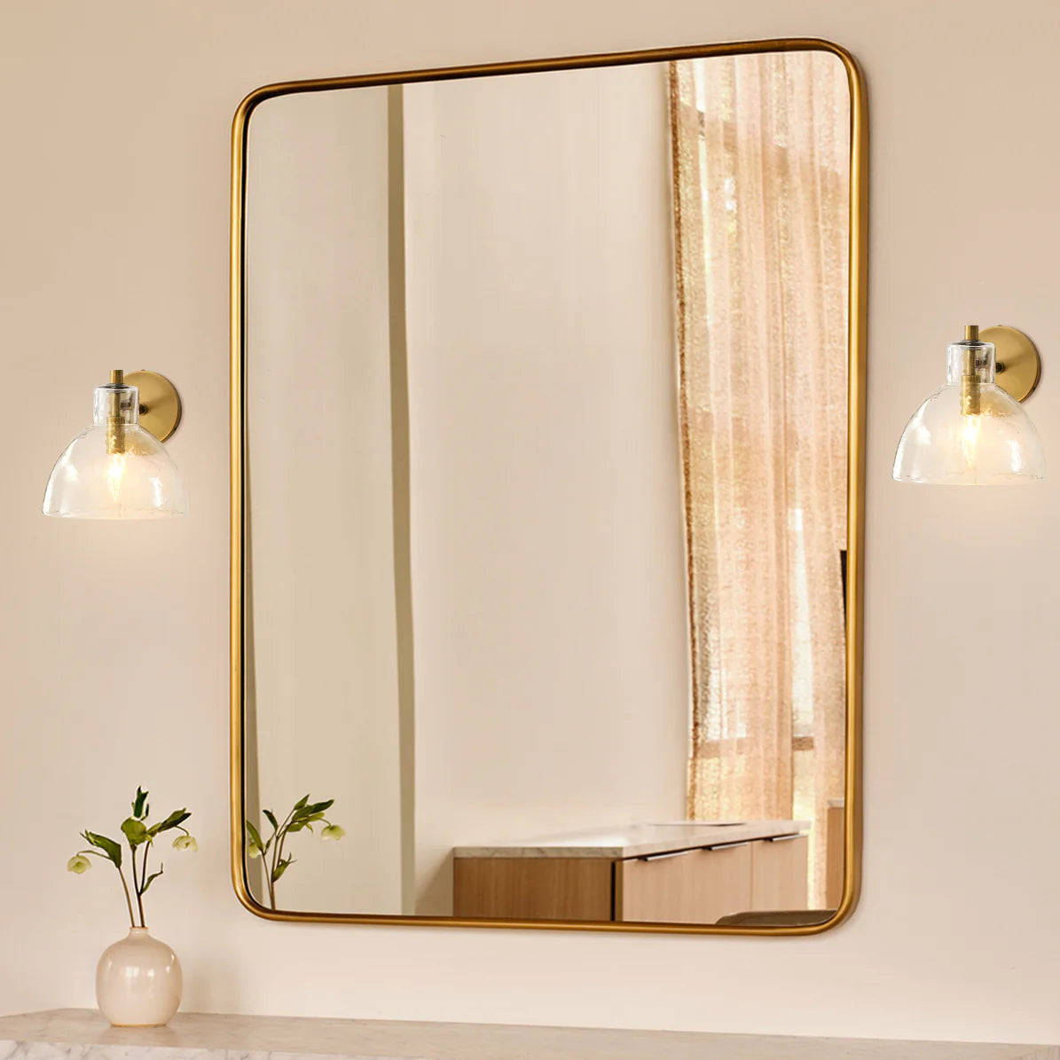 Applique Murale Xeno Verre Recyclé, Laiton Brossé ou Noir