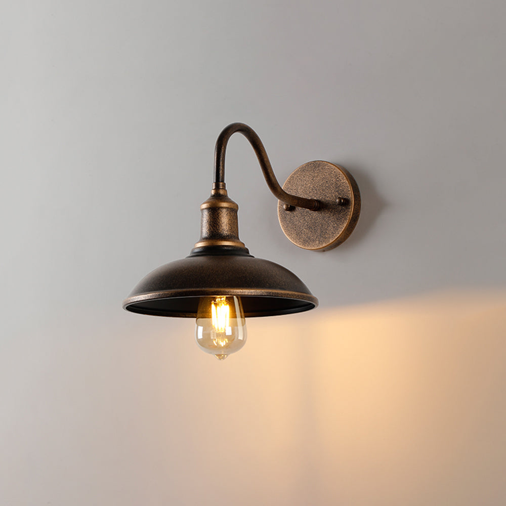 Alessio Lampe Murale Extérieure Rustique en Forme de Bol en Laiton Antique IP65 Étanche