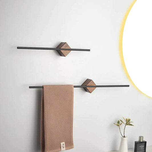 Porte-Serviettes Mural en Acier Inox, Finition Bois