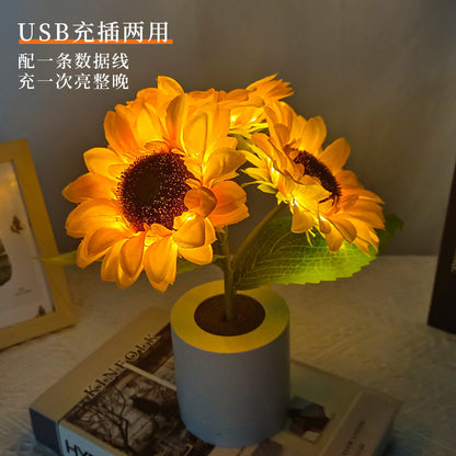 Lampe Tournesol LED Décorative – Éclairage Floral USB avec Effet Lumineux Naturel