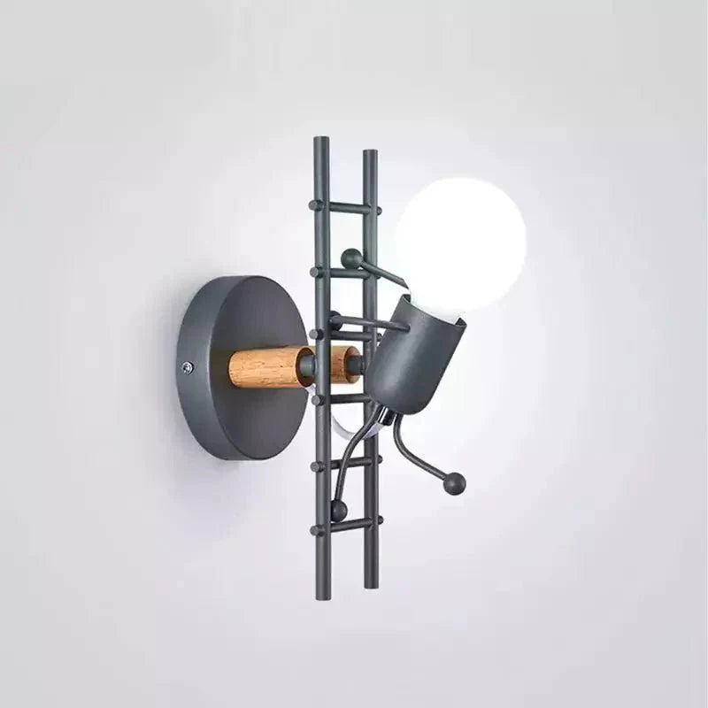 Applique Murale Bonhomme, LED E27 Design Fer