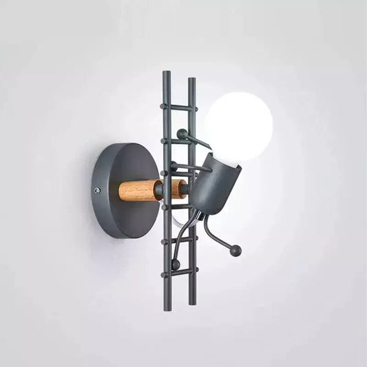 Applique Murale Bonhomme, LED E27 Design Fer