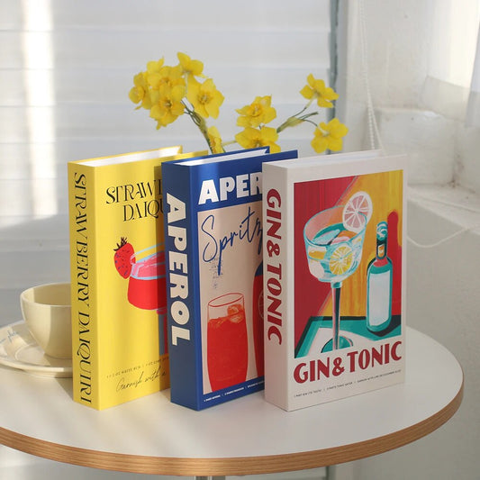 Livres Décoratifs Cocktails, Faux Livre de Rangement, 26 cm