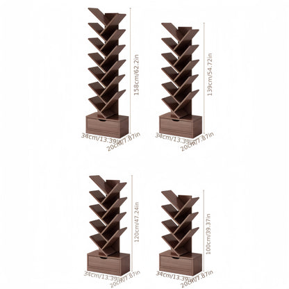 Étagère ArboVerte - Bibliothèque Verticale en Bois avec Étagères Inclinées, Design Autoportant