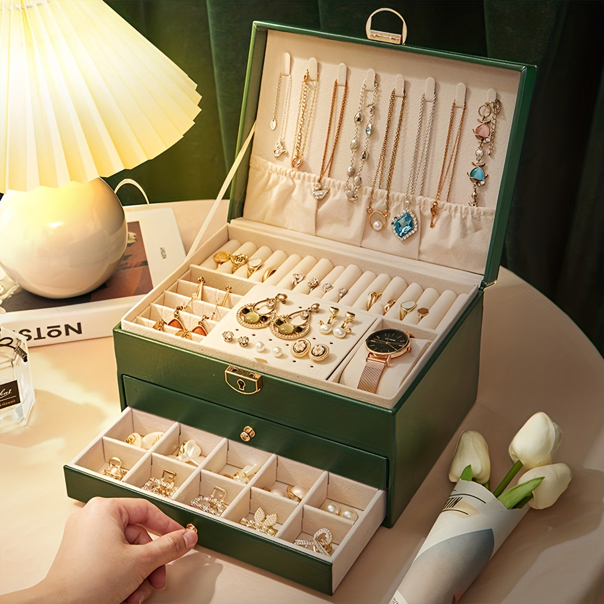 Boîte à Bijoux Organiseur, Coffret Luxe avec Compartiments