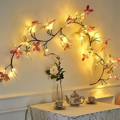 WarmGlow – Guirlande LED Flexible en Branches de Saule avec Papillons Décoratifs